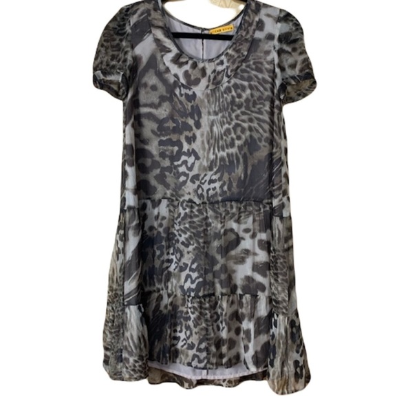 Alice + Olivia 100% Silk Animal Print Ruffle Mini Dress - Picture 1 of 12